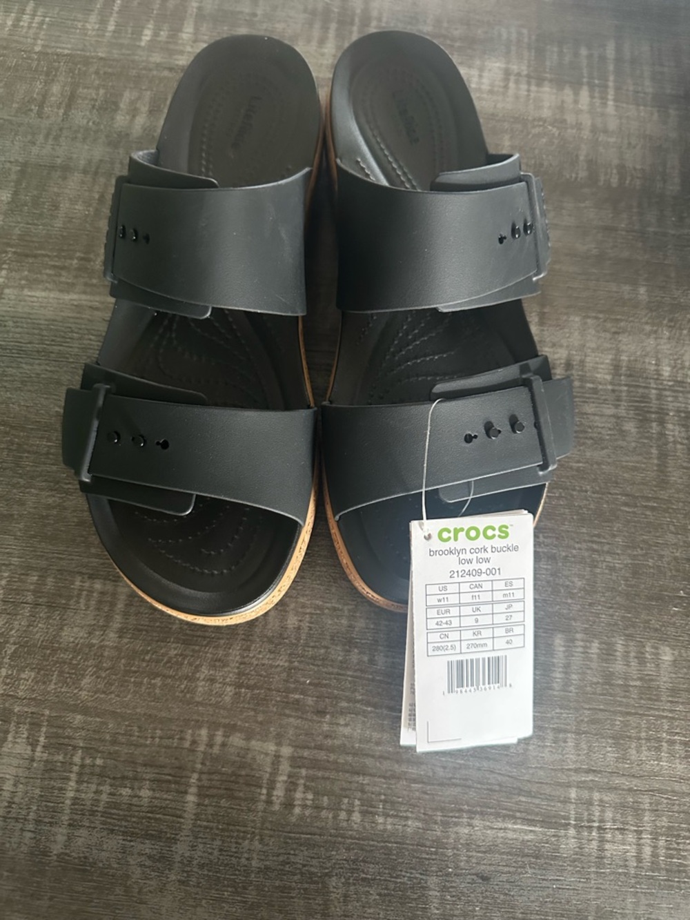 Black Cork-Trim Slide Sandals - Picture 3 of 3